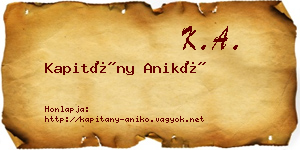 Kapitány Anikó névjegykártya