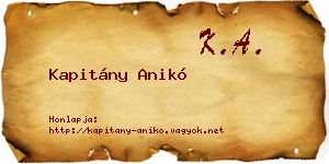 Kapitány Anikó névjegykártya